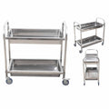 NNEAGS 2 Tier 75x40x83cm Stainless Steel Kitchen Trolley Bowl Collect Service Food Cart Small