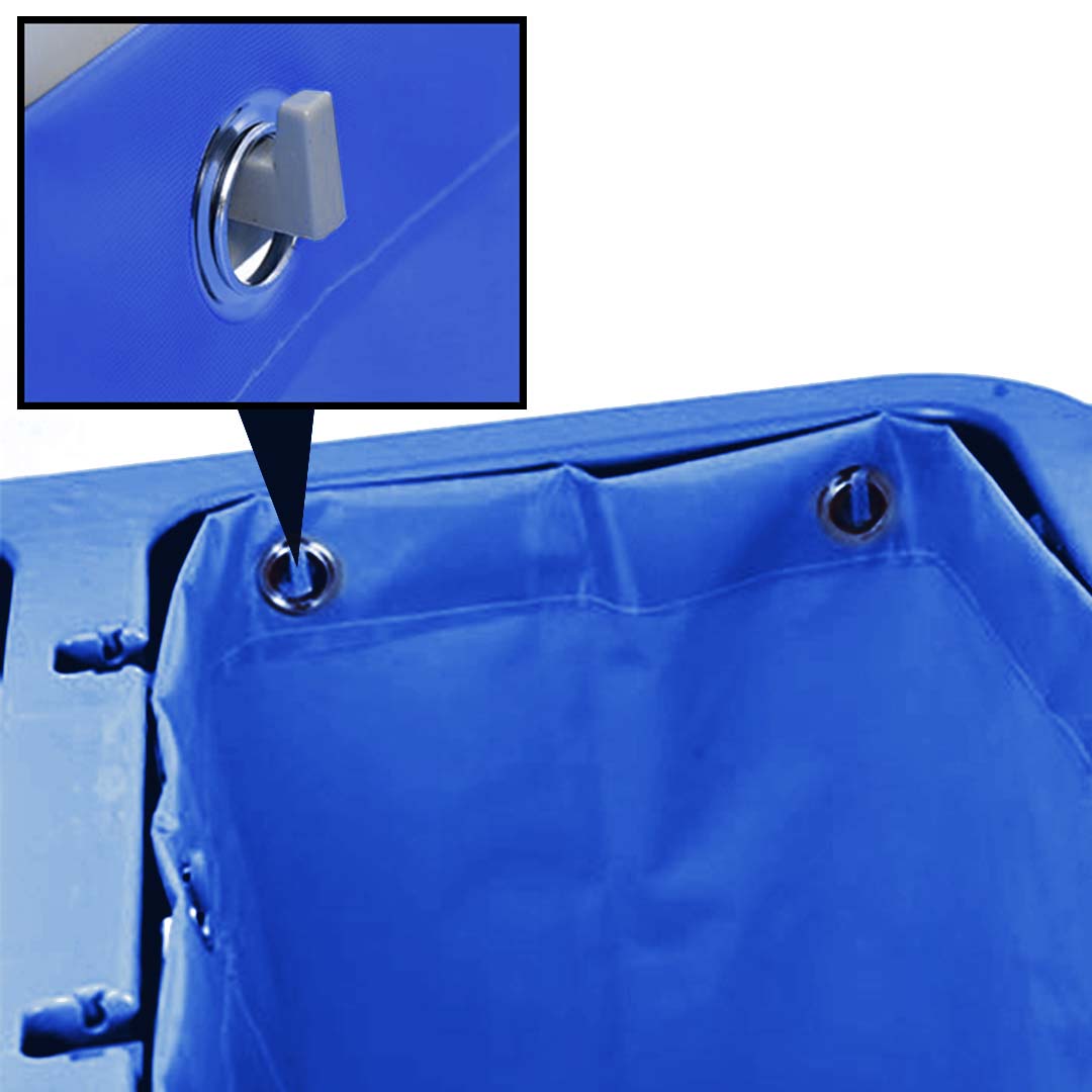 NNEAGS 2X 3 Tier Multifunction Janitor Cleaning Waste Cart Trolley and Waterproof Bag with Lid Blue