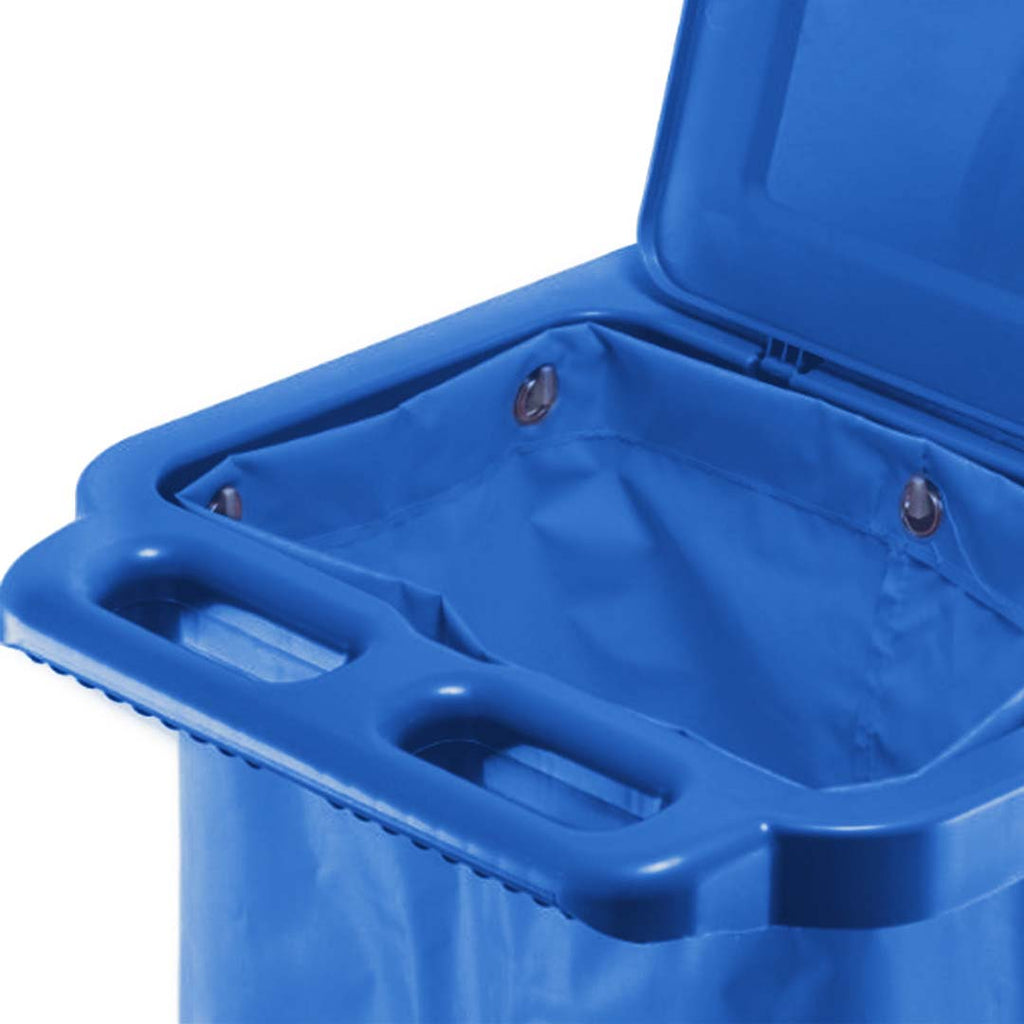 NNEAGS 2X 3 Tier Multifunction Janitor Cleaning Waste Cart Trolley and Waterproof Bag with Lid Blue