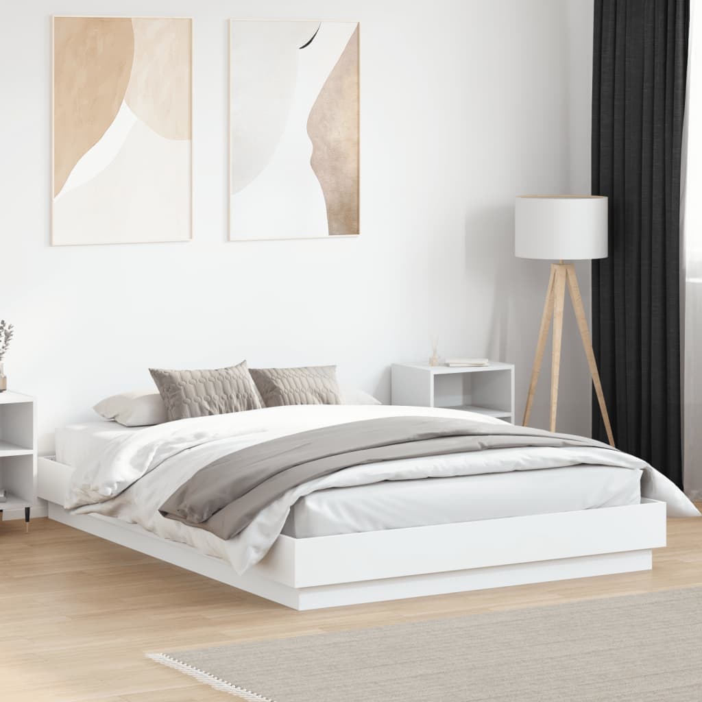 NNEVL Bed Frame White 150x200 cm Engineered Wood