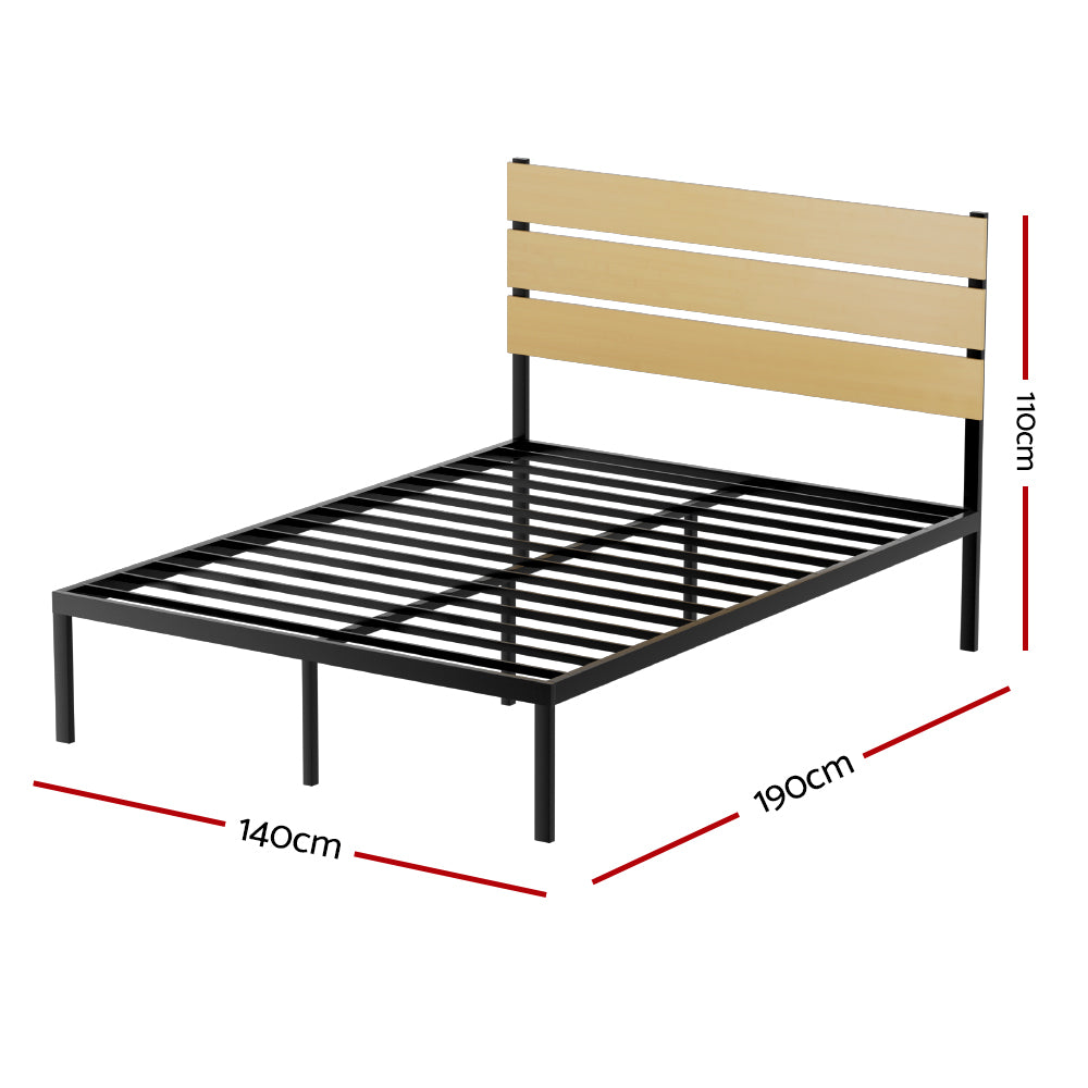 NNEDSZ Bed Frame Double Size Metal Base Mattress Platform Foundation Black PAULA