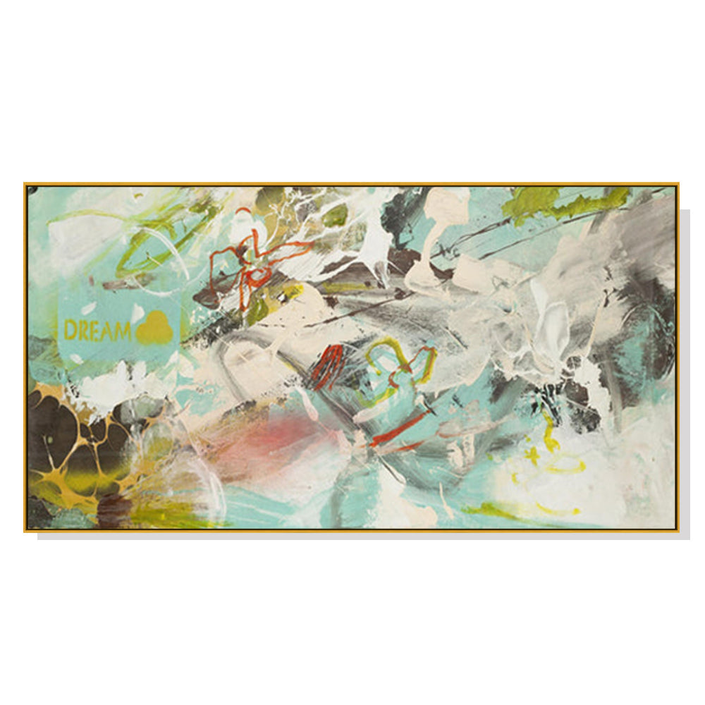 NNEDSZ Wall Art 50cmx100cm Dream Dream Gold Frame Canvas