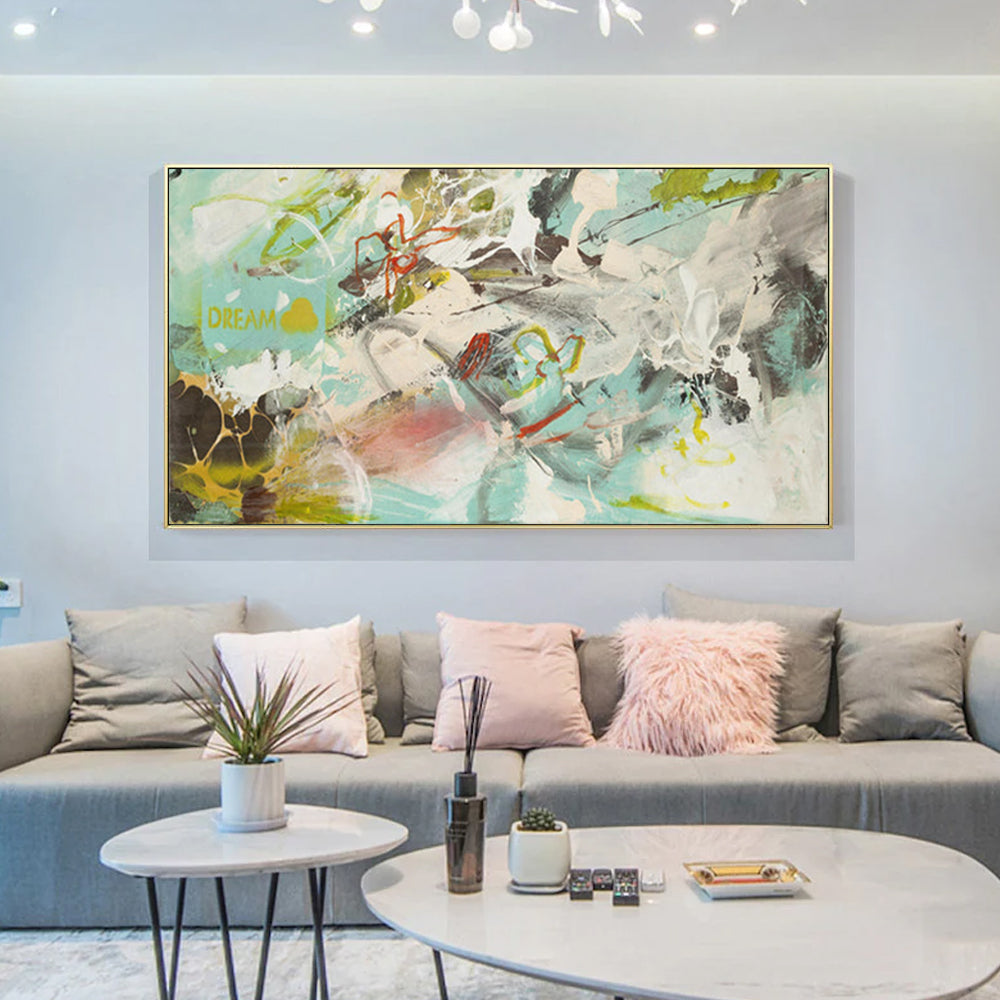 NNEDSZ Wall Art 50cmx100cm Dream Dream Gold Frame Canvas